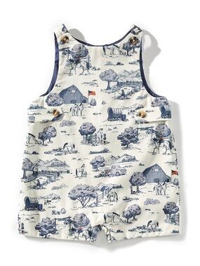 NWT Edgehill Collection Baby Boys Flag Toile Print Jon Jon Shortall Sz 18M